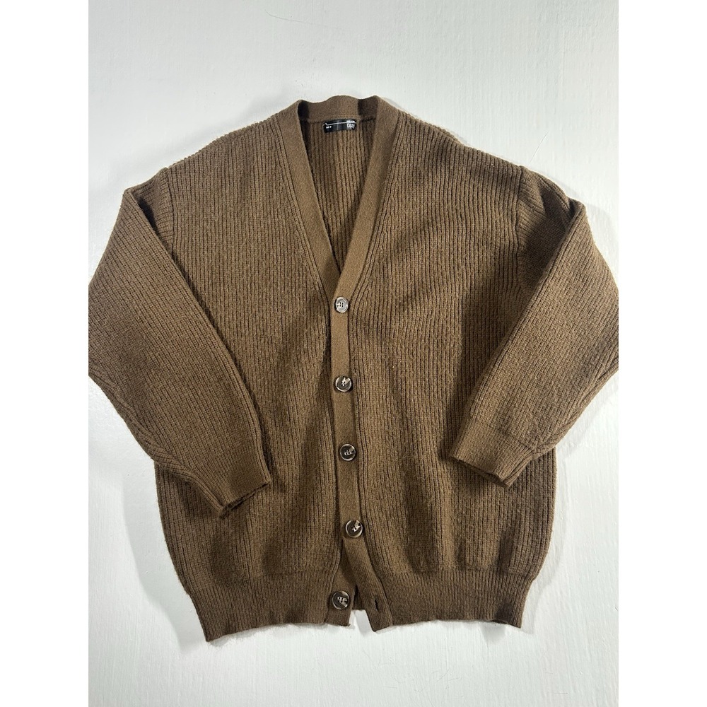 Soft Brown Fall Oversized Style V-Neck Cardigan Medium Casual